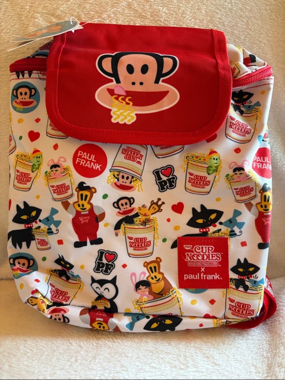 Paul Frank Red & White Julius Ramen Print Mini Backpack